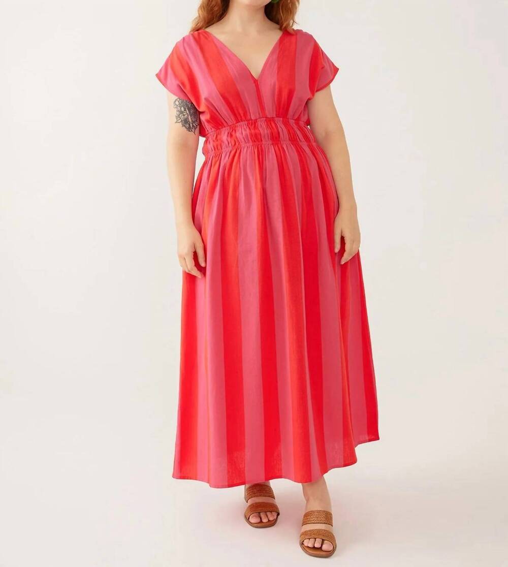 NEW MATA TRADERS women's hattie dress in pink red